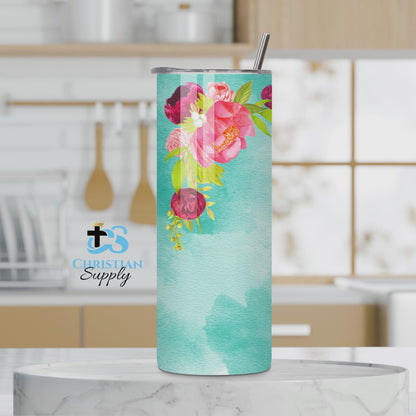 She is Clothed in Strength and Dignity Blue Tumbler