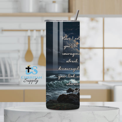 Be Strong and Courageous Lighthouse Tumbler