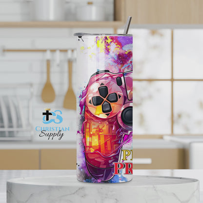 Gamer Play Hard Pray Harder Tumbler